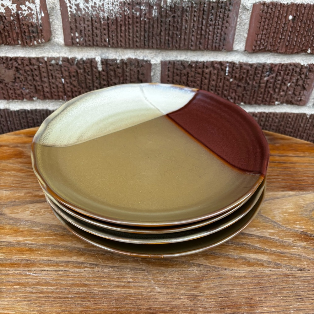 Sango Gold Dust Sienna 5039 Salad plates Tan Brown 4 pc Aprox 8 in